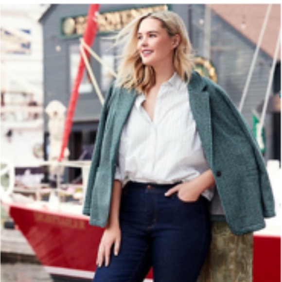 LAST CHANCE Land’s End Deep Balsam Herringbone Sweater Fleece Blazer - Picture 6 of 6